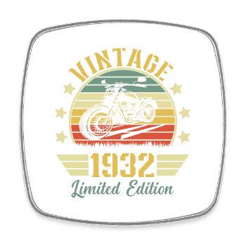 Vintage 1932 Retro Motorcycle Birthday Gift - Square fridge magnet - white - Front