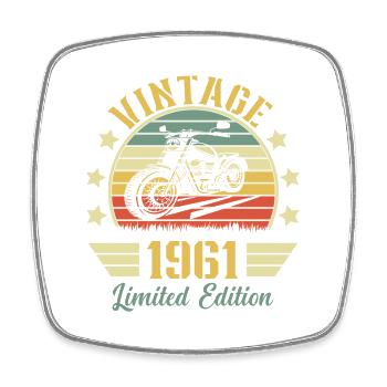 Vintage 1961 Retro Motorcycle Birthday Gift - Square fridge magnet - white - Front