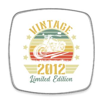 Vintage 2012 Retro Motorcycle Birthday Gift - Square fridge magnet - white - Front
