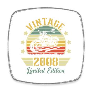 Vintage 2008 Retro Motorcycle Birthday Gift - Square fridge magnet - white - Front