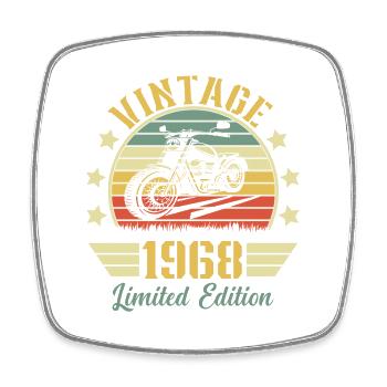 Vintage 1968 Retro Motorcycle Birthday Gift - Square fridge magnet - white - Front