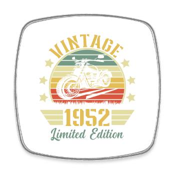 Vintage 1952 Retro Motorcycle Birthday Gift - Square fridge magnet - white - Front