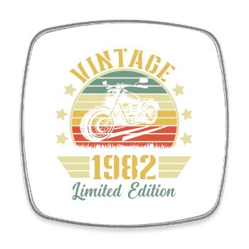 Vintage 1982 Anniversaire Motard Cadeau Moto - Magnet carré - blanc - Devant