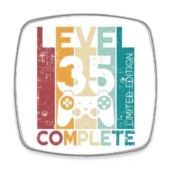 35 Geburtstag Level 35 Complete 35 Jahre Geschenk - Viereckiger Kühlschrankmagnet - Weiß - Vorne