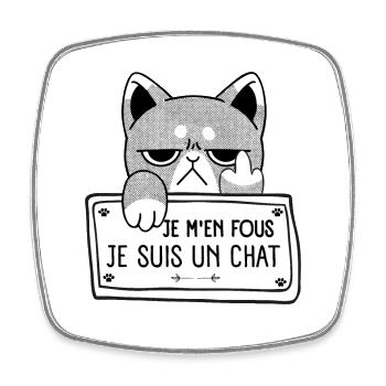 Je M'en Fous Je Suis Un Chat Humour - Magnet carré - blanc - Devant