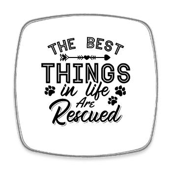 The Best Things Animal Rescue Adopt Animal Rescuer - Viereckiger Kühlschrankmagnet - Weiß - Vorne