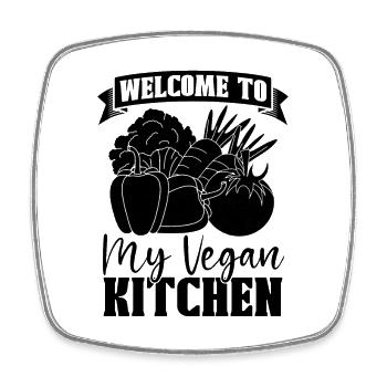 Welcome To My Vegan Chef Plant Based Vegan Chefs - Viereckiger Kühlschrankmagnet - Weiß - Vorne