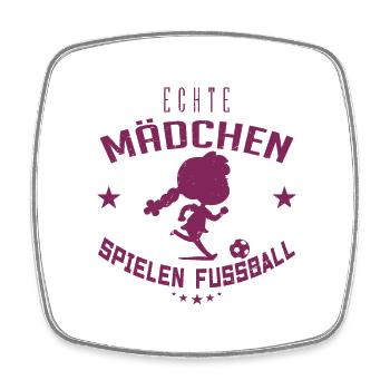 Echte Mädchen Spielen Fussball, Frauenfußball ! - Viereckiger Kühlschrankmagnet - Weiß - Vorne