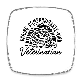 Caring Compassionate Vet Technician Veterinarian - Square fridge magnet - white - Front