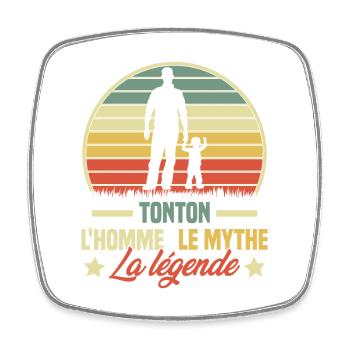 Tonton l'homme le mythe la légende Vintage Cadeau - Magnet carré - blanc - Devant
