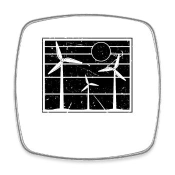 Windmill Retro Green Energy Turbine Technician - Square fridge magnet - white - Front