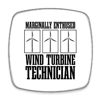 Marginally Enthused Wind Energy Turbine Technician - Square fridge magnet - white - Front