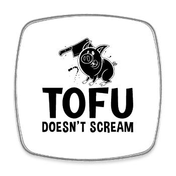 Le tofu ne crie pas au véganisme Pas d’amateur végétalien de viande - Magnet carré - blanc - Devant