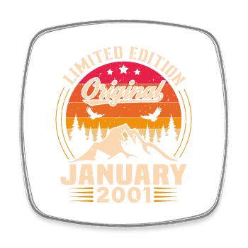 Birthday gift born in January 2001 - Square fridge magnet - white - Front