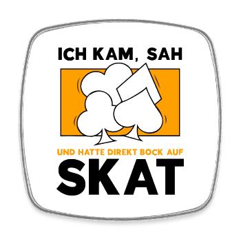 Ich kam sah und hatte bock auf Skat - Viereckiger Kühlschrankmagnet - Weiß - Vorne