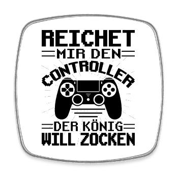 Zocken Reichet Mir Den Controller König - Viereckiger Kühlschrankmagnet - Weiß - Vorne
