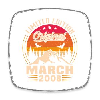 Vintage Nées En Mars 2008 Cadeau D'anniversaire - Magnet carré - blanc - Devant