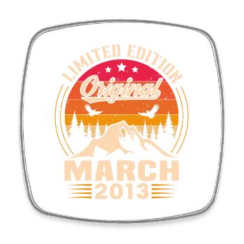 Vintage Nées En Mars 2013 Cadeau D'anniversaire - Magnet carré - blanc - Devant