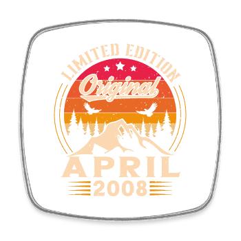 Vintage Nées En Avril 2008 Cadeau d’anniversaire - Magnet carré - blanc - Devant