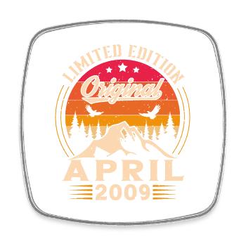 Vintage Nées En Avril 2009 Cadeau d’anniversaire - Magnet carré - blanc - Devant
