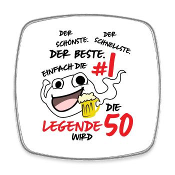 Die Legende Wird 50 Jahre - Viereckiger Kühlschrankmagnet - Weiß - Vorne