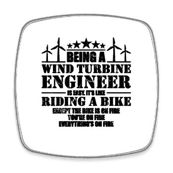 Being A Wind Turbine Renewable Turbine Technician - Square fridge magnet - white - Front