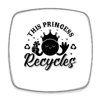 This Princess Recycles Recycling Go Green Recycler - Viereckiger Kühlschrankmagnet - Weiß - Vorne