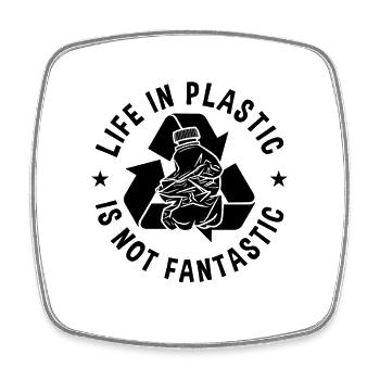 Life In Plastic Is Recycling Recycle Bin Recycler - Viereckiger Kühlschrankmagnet - Weiß - Vorne