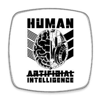 Human Artificial Intelligence Technology Robotics - Viereckiger Kühlschrankmagnet - Weiß - Vorne