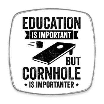 Cornhole Bildung Ist Wichtig - Viereckiger Kühlschrankmagnet - Weiß - Vorne