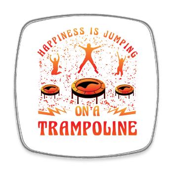 Le bonheur, c’est de sauter sur un trampoline - Magnet carré - blanc - Devant