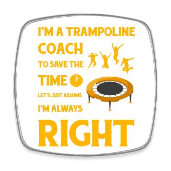 Entraîneur de trampoline - Magnet carré - blanc - Devant