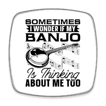 Sometimes I Wonder If My Instrument Banjo Player - Viereckiger Kühlschrankmagnet - Weiß - Vorne
