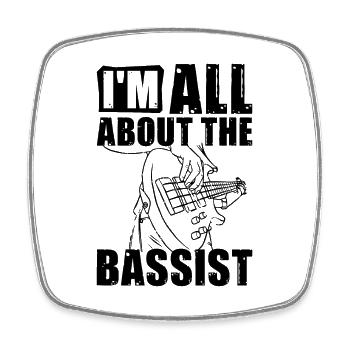Je suis tout au sujet de la guitare basse guitariste bassiste - Magnet carré - blanc - Devant