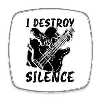 I Destroy Silence Guitarist Bass Line Bass Player - Viereckiger Kühlschrankmagnet - Weiß - Vorne