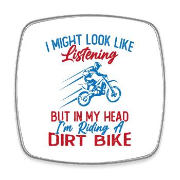 In meinem Kopf fahre ich Motorrad / Humor Motorrad - Viereckiger Kühlschrankmagnet - Weiß - Vorne