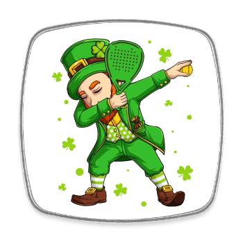 Padel Tennis Dabbing Leprechaun St Patrick Tag - Viereckiger Kühlschrankmagnet - Weiß - Vorne