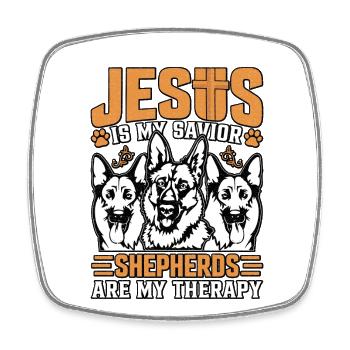 Jesus ist mein Retter, Hirten sind meine Therapie - Viereckiger Kühlschrankmagnet - Weiß - Vorne