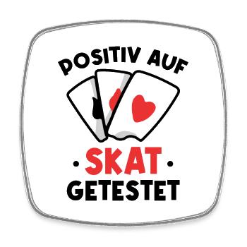 Positiv auf Skat getestet - Viereckiger Kühlschrankmagnet - Weiß - Vorne