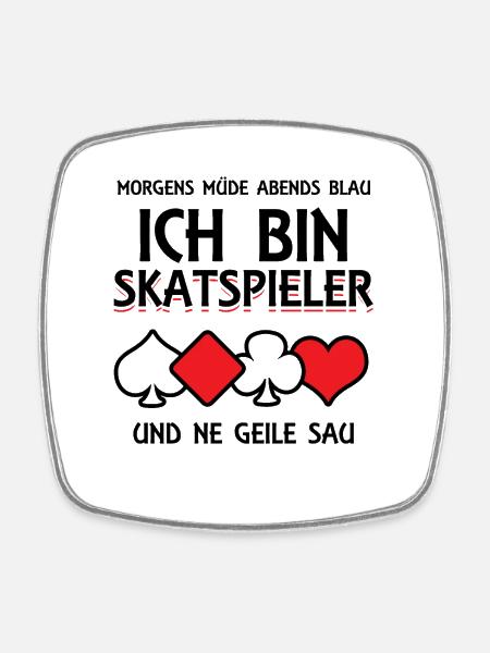 Morgens Müde Abends Blau Skatspieler - Viereckiger Kühlschrankmagnet - Weiß