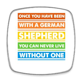 Berger allemand - Magnet carré - blanc - Devant
