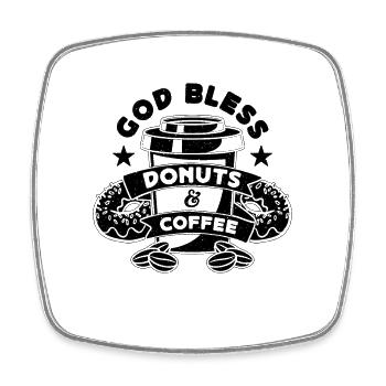 Que Dieu bénisse les beignets et la caféine Amateur de café et de beignets - Magnet carré - blanc - Devant