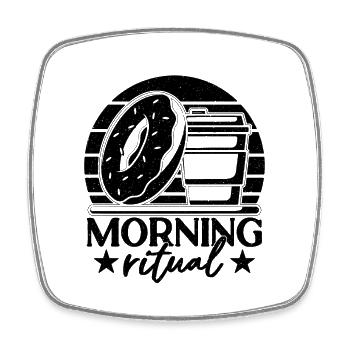 Morning Ritual Breakfast Coffee & Donuts Lover - Viereckiger Kühlschrankmagnet - Weiß - Vorne