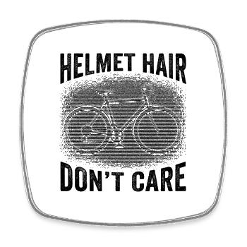 Helmet Hair Don't Care Bicycle Road Bike Cyclist - Square fridge magnet - white - Front