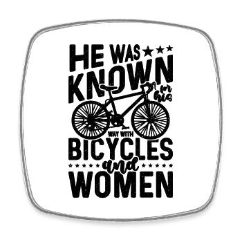 He Was Known For His Bicycle Mountain Bike Cyclist - Square fridge magnet - white - Front
