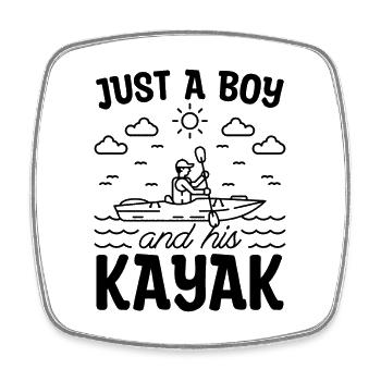 Juste un garçon et son amateur de kayak canoë kayak - Magnet carré - blanc - Devant