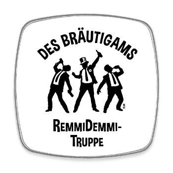 Des Bräutigams Remmidemmi-Truppe (JGA Bier Team B) - Viereckiger Kühlschrankmagnet - Weiß - Vorne