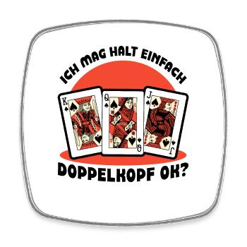 Ich mag halt einfach - Doppelkopf ok? - Viereckiger Kühlschrankmagnet - Weiß - Vorne