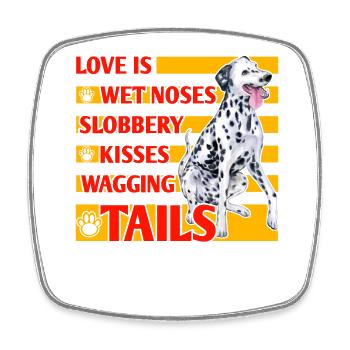 Love is wet noses slobbery kisses wagging tails - Viereckiger Kühlschrankmagnet - Weiß - Vorne