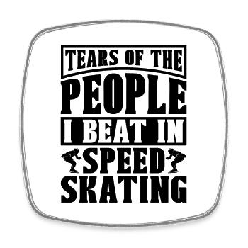 Tears Of The People I Beat Skating Speed Skater - Viereckiger Kühlschrankmagnet - Weiß - Vorne